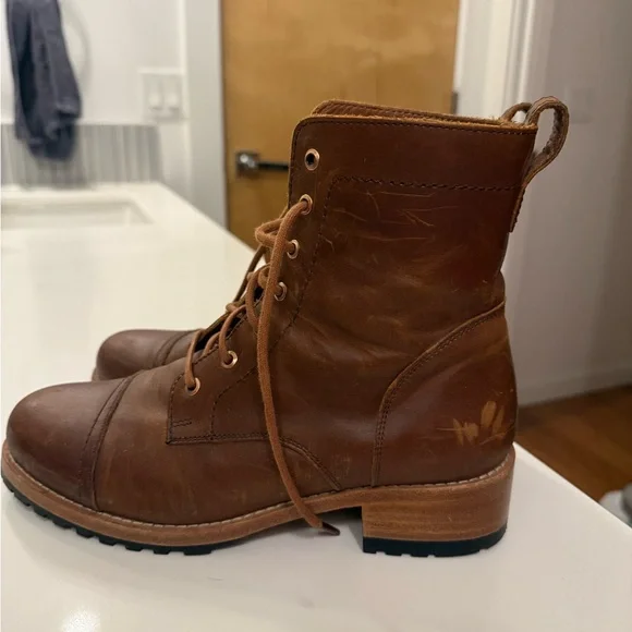 Patina—Brown Lace-Up Leather Boots - Picture 4 of 7